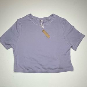 SKIMS LOGO CROP COTTON SHIRT